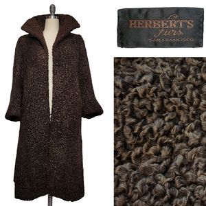 HERBERT'S FURS SF Genuine Persian Curly Lamb Karakul Chocolate Brown Coat M/L